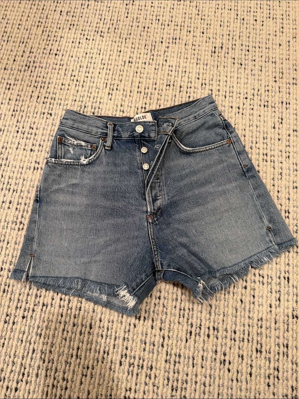 Agolde Dee High-Rise Distressed Denim Shorts size 26